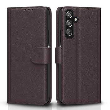 Pikkme Flip Cover Leather Finish | Inside TPU with Card Pockets | Wallet Stand and Shock Proof | Complete Protection Flip Case for Samsung Galaxy F15 5G / M15 5G / M15 Prime 5G(Coffee) - image, photos