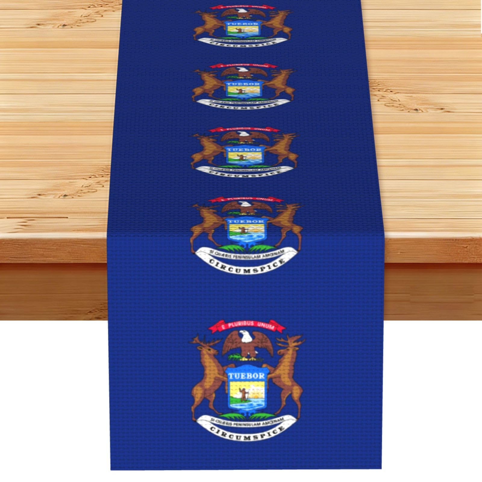 Michigan State Flag Vintage Style Table Runner 13x72in, Soft Printed Centerpieces for Tables, Kitchen, Countertops & Dining Area Home Decor