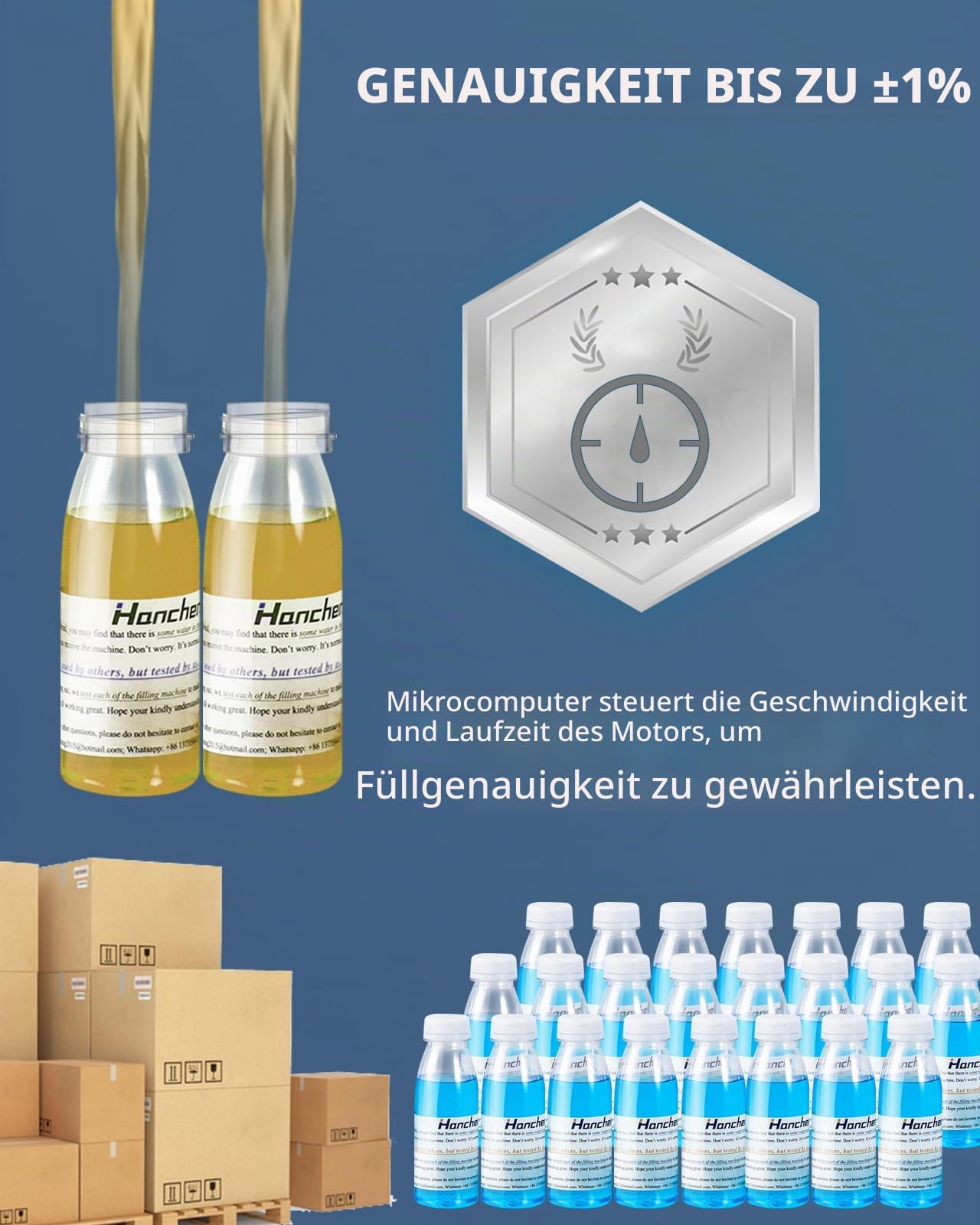 Hanchen Elektrische Flüssigkeit Füllmaschine Digital Flüssigkeitsabfüllung Abfüllmaschine 3-4000ml für Wasser, Alkohol, Milch, Parfüm, Saft, Speiseöl mit 2-Köpfe
