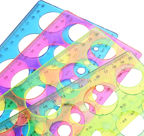 Vista 11 de Aylifu 3 piezas de plástico plantilla regla círculos dibujo plantilla geométrica herramienta multifunción para oficina escuela hogar 3