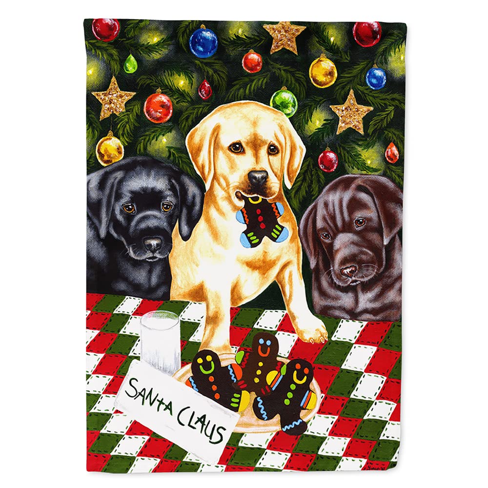 Drapeau Labrador Noël grand ornement de jardin Caroline's Treasures motif elfes et chaussettes