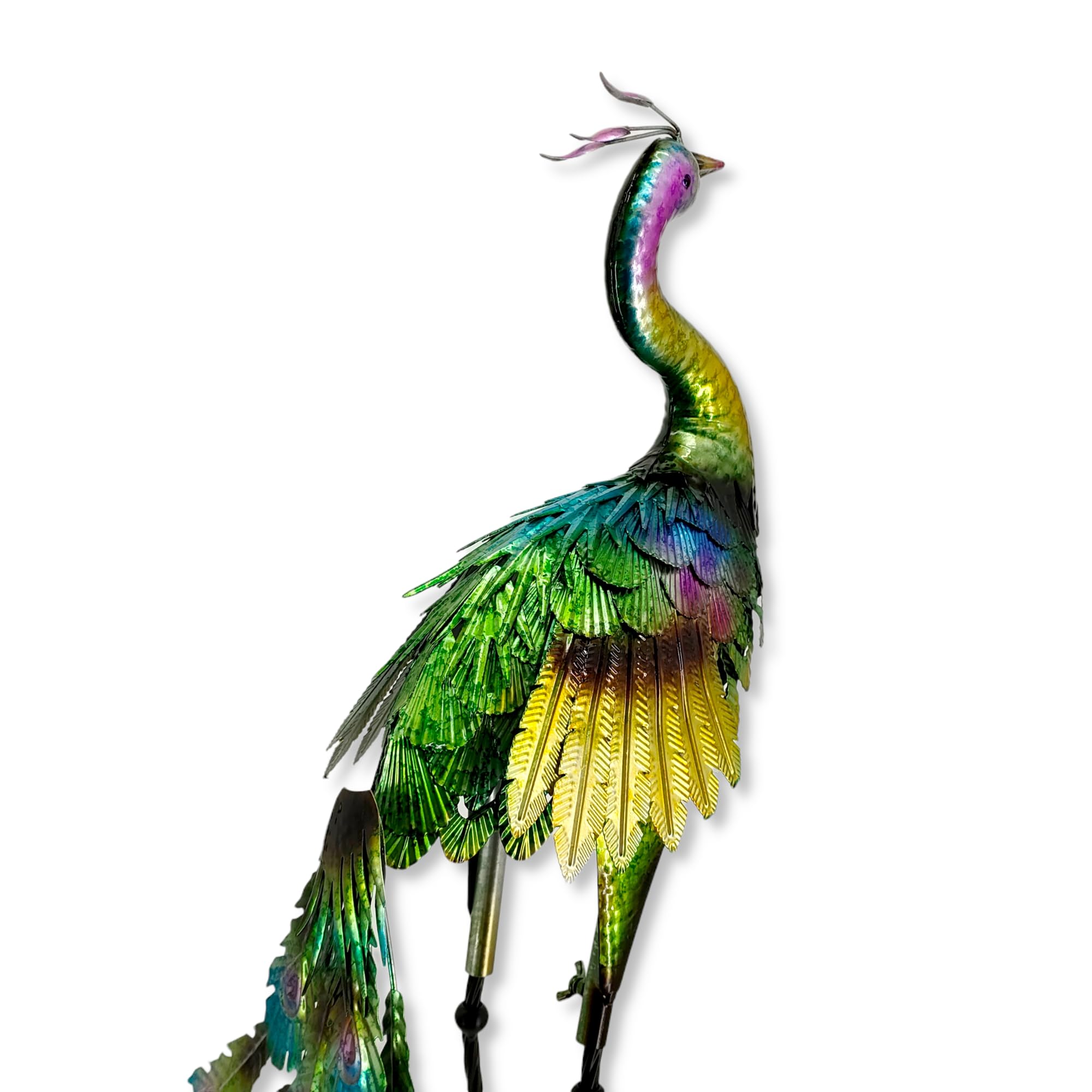 Metall Garten-Figur Pfau 85cm bunt Dekofigur groß Gartendeko Deko-Skulptur Tierfigur Vogel