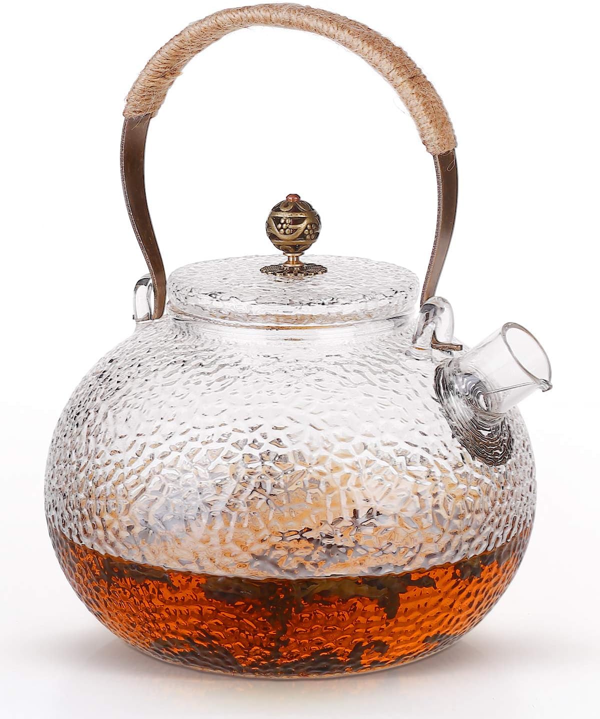 Glass Teapot, 40oz (1200ml) Heat Resistant Borosilicate Tea Pot, Stovetop Safe, Blooming and Loose Leaf Tea Maker, Premium Quality Tea Kettle Gift, Included Corkboard Placemats.