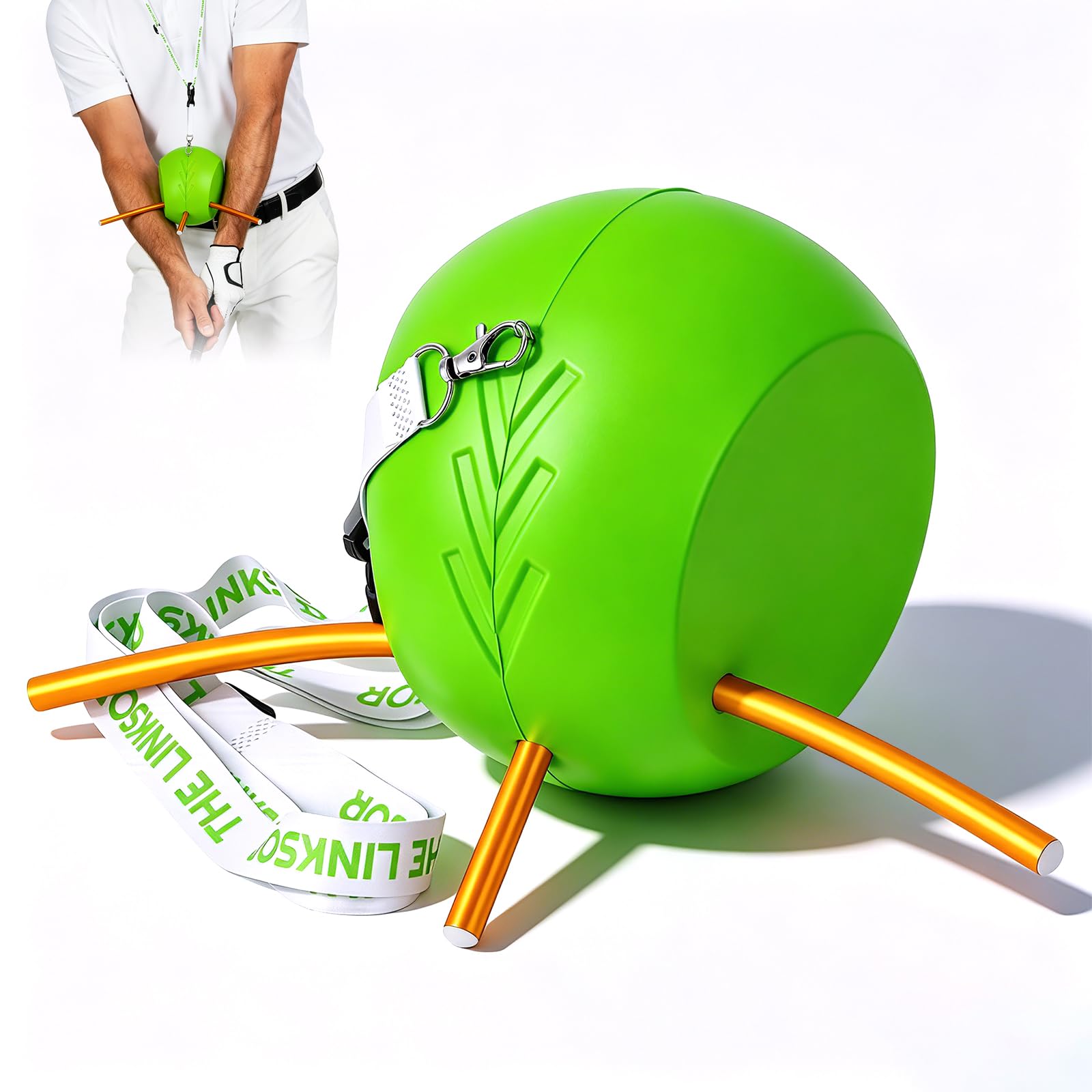 Golf Swing Training Aid, Simple and Effective Training Tool, Golf Training Ball, Golf Swing Trainer for Posture Correction Practice, Helps Train Proper Swing Mechanics for Golfers at All Levels Green