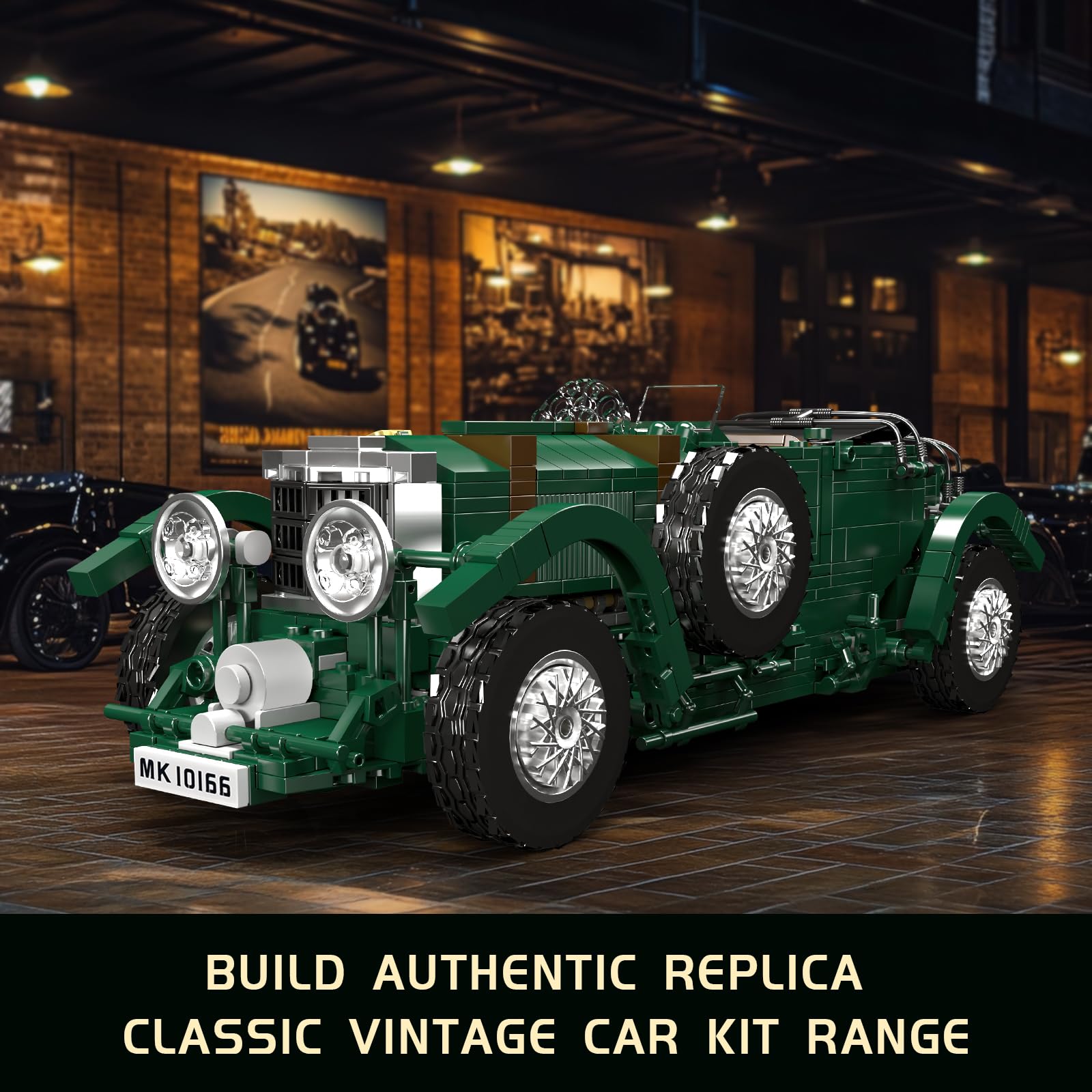 Mould King 10166 MOC Technik Oldtimer Auto Modell Bauklötze Bausatz, Kreativität Sportwagen Modell Klemmbausteine Set für Kinder/Erwachsene Sammler (1147 Teile)