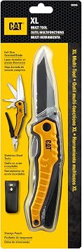 Caterpillar Multi Function Tool 9-in-1, X-Large, Long Nose Pliers, Wire Cutter, Knife, Bottle Opener, Screwdriver, Saw Blade, with Pouch - Yellow 980045
