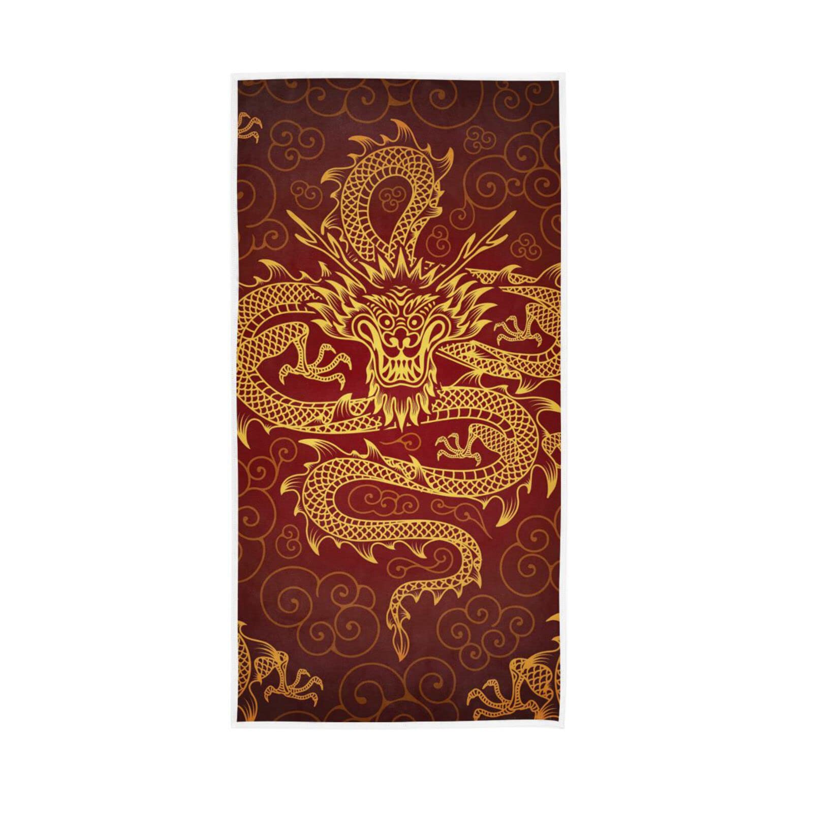 LSRCPD Hand Towels Chinese Animal Dragon Decor Fingertip Soft Face Towel Absorbent Bathroom Kitchen Towels