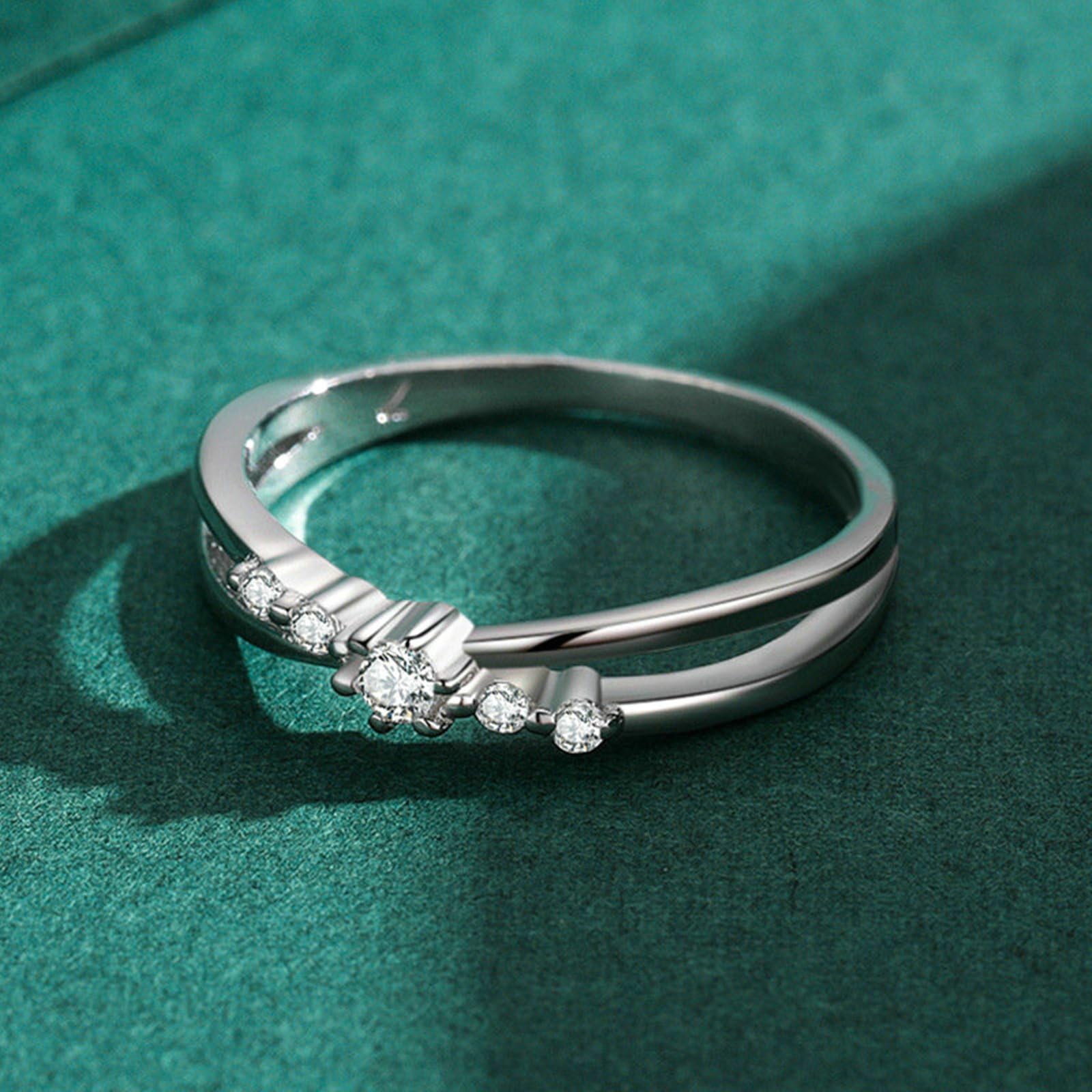 Fedi nuziali da donna, in oro bianco 18 carati, incrociate con laboratorio, gioielli in vero oro, misura 47-65