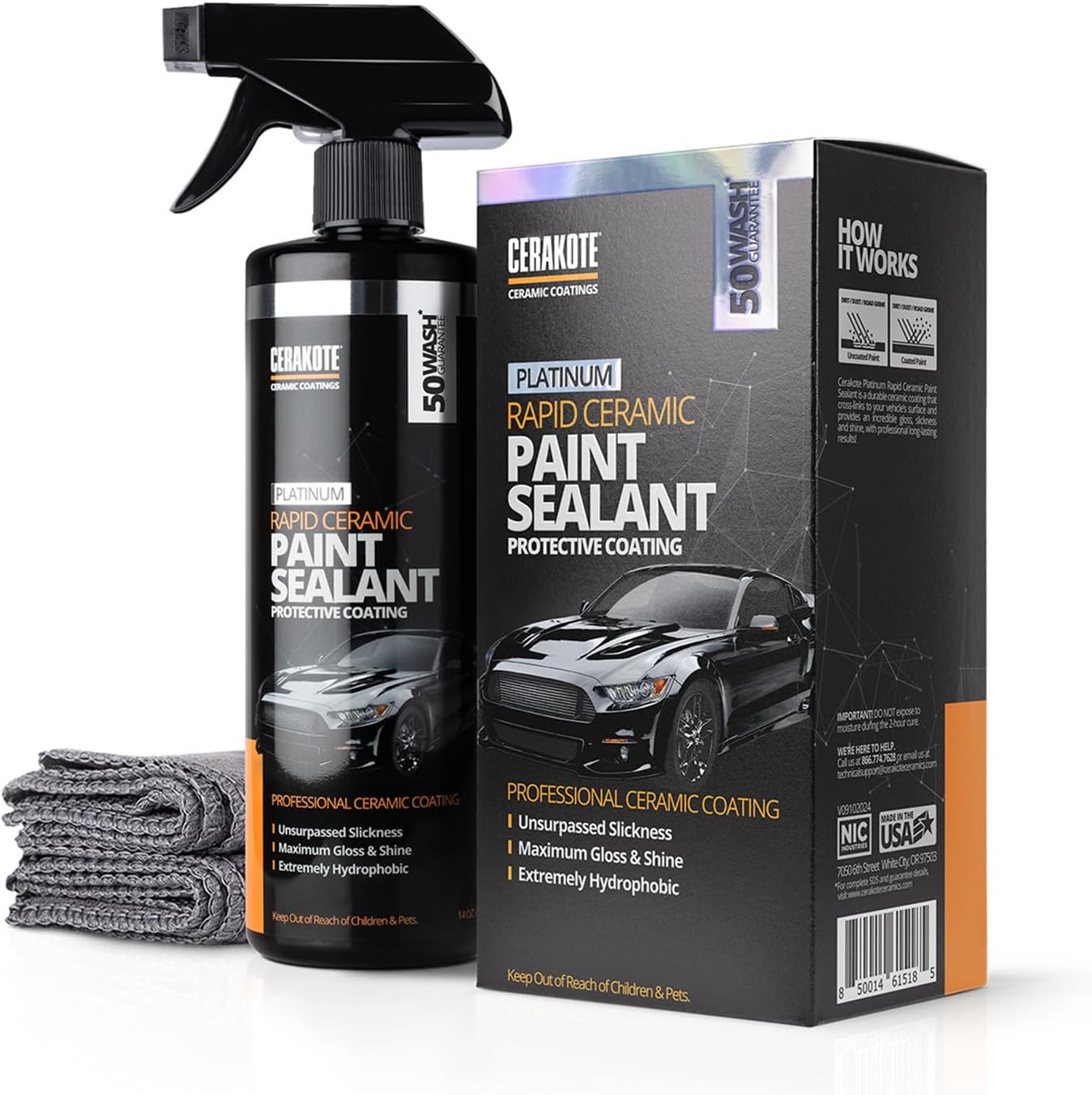 CERAKOTE® Platinum Rapid Ceramic Paint Sealant Spray - 14 oz. - 50 Wash Rating - Maximum Gloss