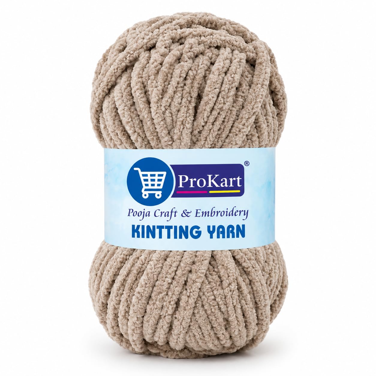 ProKart Premium Blankie Wool, Plush & Cuddly, Chenille Yarn Supersoft Hand Knitting Wool Ball | Blanket Thick Adult, Sweaters, caps, Throws, Blankets (Light Mud-001, 100gms x 1 Pack)