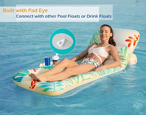 Miniatura 6 de Jasonwell Flotador Inflable de Piscina para Adultos - Flotadores de Piscina Silla Flotante Balsa con Respaldo Ajustable Portavasos Flotador de Agua