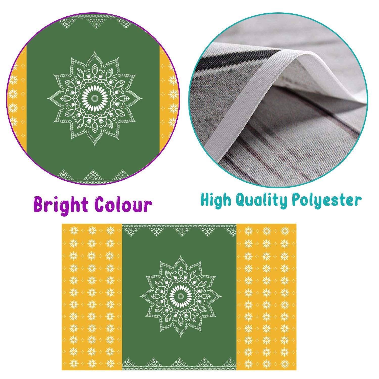 Party Propz Traditional Backdrop Decoration Cloth, Diwali Decoration for Home Decor, Navratri Decorations Items, Annaprasana Decorations, Haldi Decor (Cloth Banner)(Green,Yellow) - Image 4 thumbnail