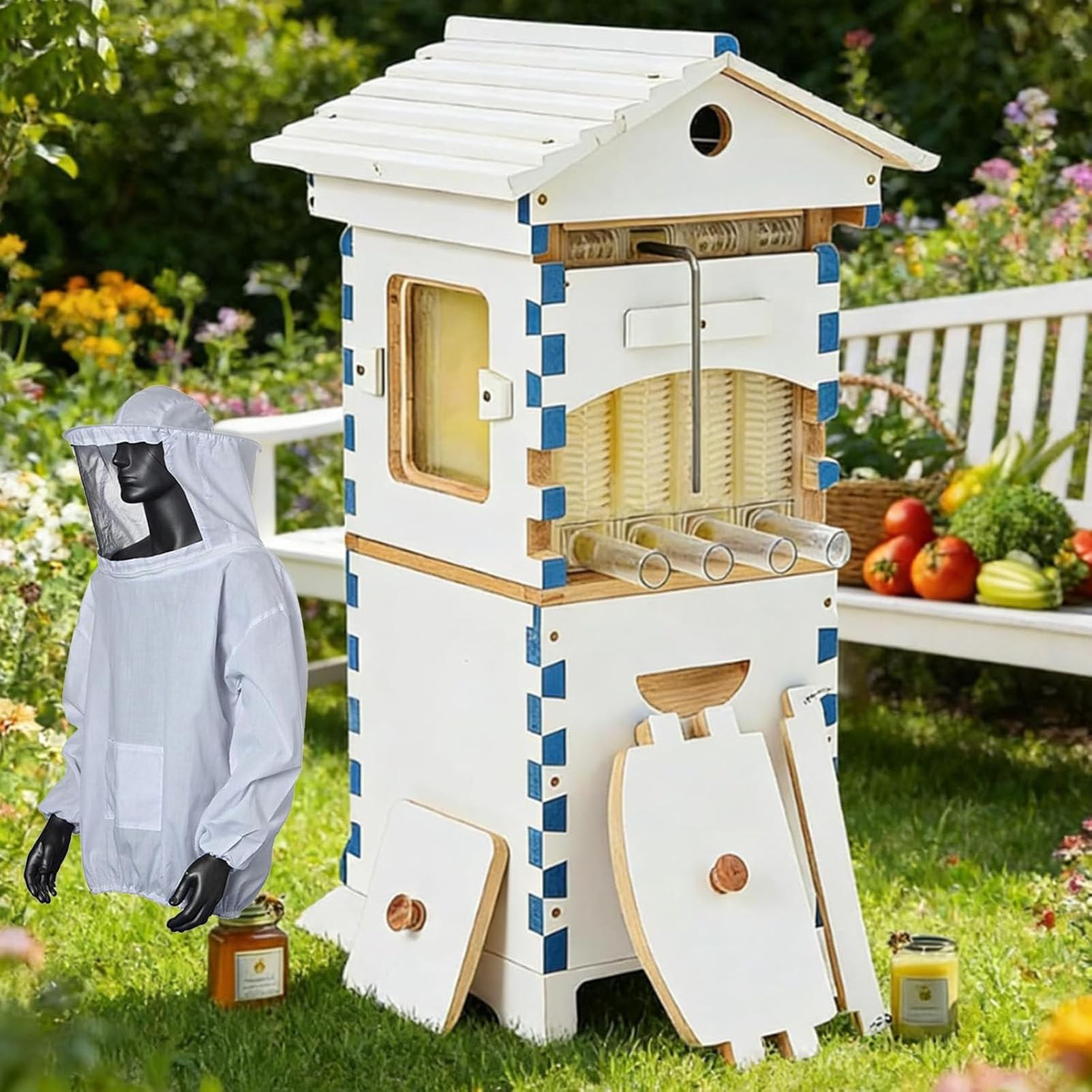 Caibendss Flow Bee Hive Starter Kit with Bee Suit