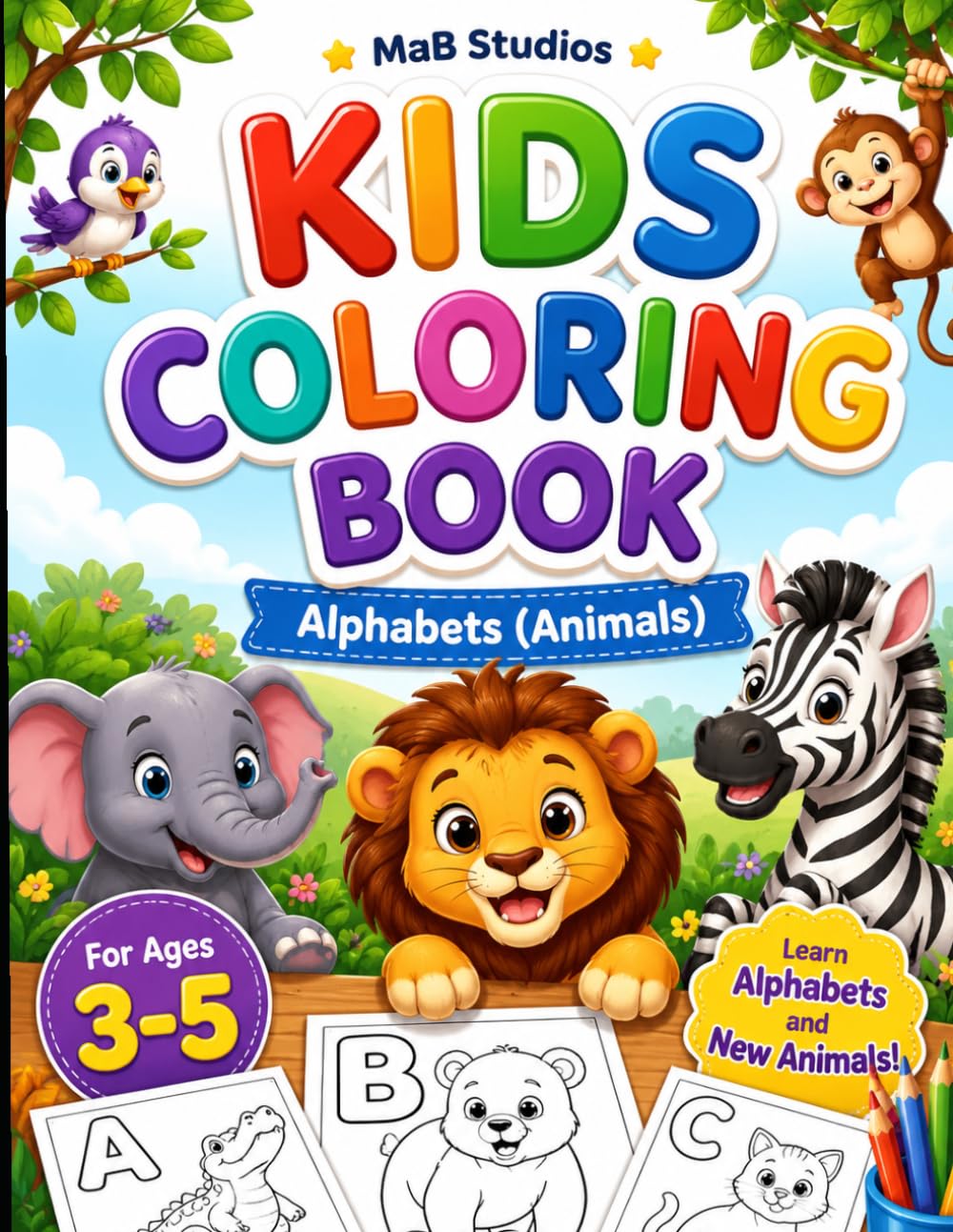 Kids Coloring Book: Alphabets (Animals)
