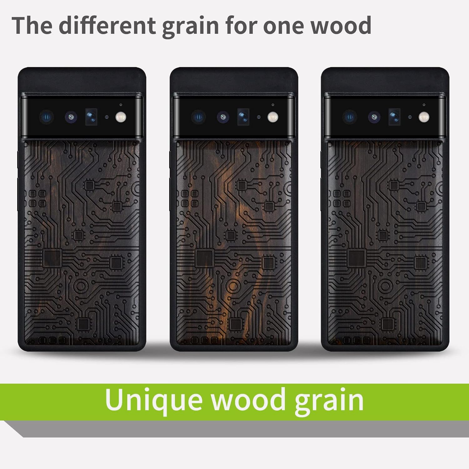 Carveit Wood Case for Pixel 6 Pro Case [[Natural Wood & Soft TPU] Shockproof Protective Unique & Classy Wooden Cover Compatible with Google Pixel 6 Pro (Motherboard-Blackwood)