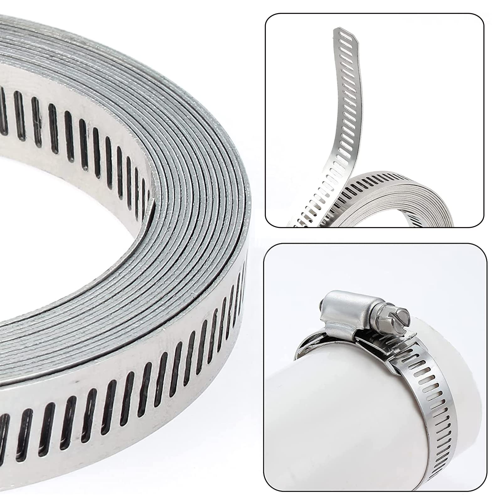 Fascette Stringitubo Acciaio Inox 304 - 3 Metri Con 10 Fissaggi, Regolabili Per Tubi - Foto 5