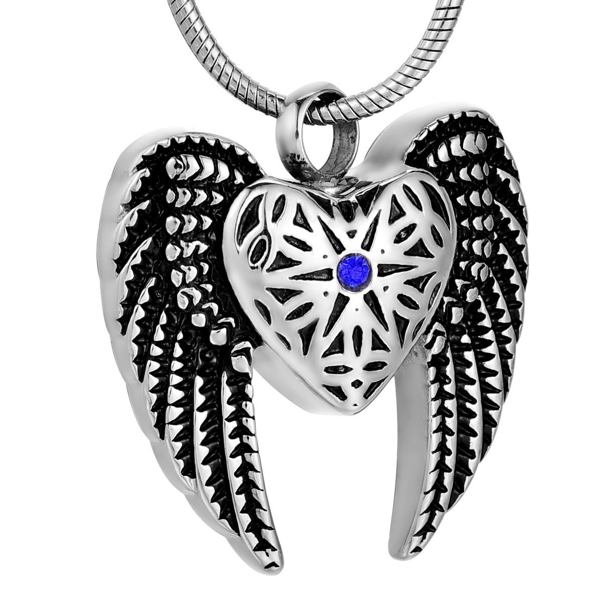 Eagle Wing Love Heart Cremation Jewelry Memorial Keepsake Urn Necklace for Ashes