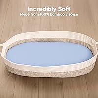 Vista 2 de Paquete de 2 sábanas de moisés para bebé niña y niño, viscosa de 33 x 17 pulgadas, derivada de bambú, sábanas ajustables para moisés, compatibles