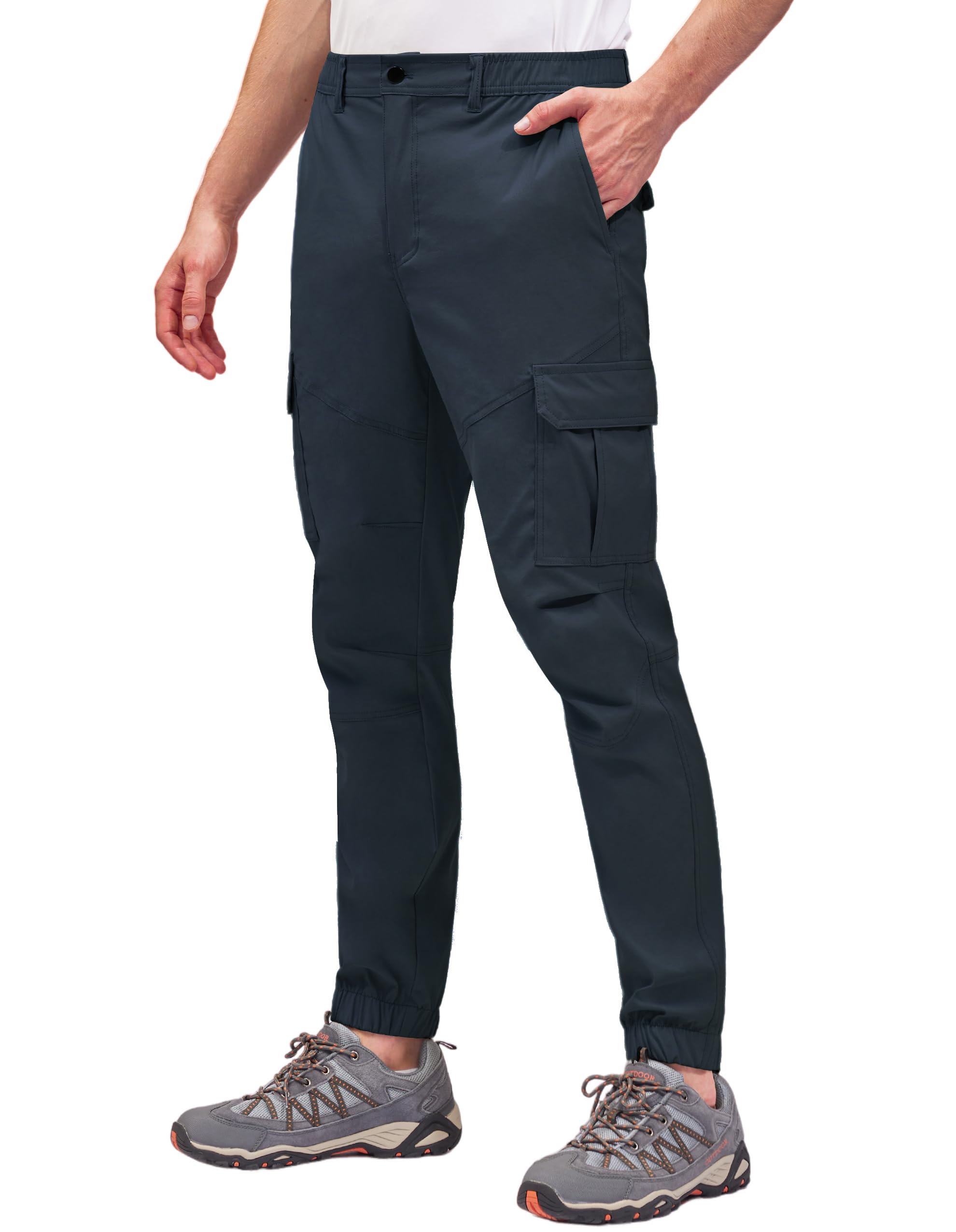 PULI Pantalon cargo de randonnée pour homme, coupe ajustée, extensible, pour jogging, cyclisme, extérieur, avec poches - bleu - 46