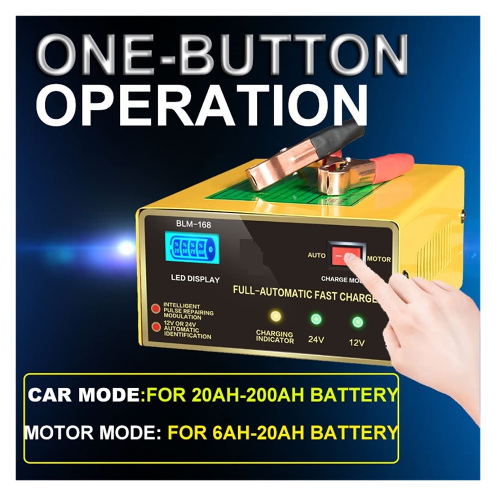 Chargeur de Batterie Voiture 12V/24V réparation d'impulsion Intelligente Machine Automatique Plomb Moto Chargeur entièrement Affichage LED,Fourniture Automobile