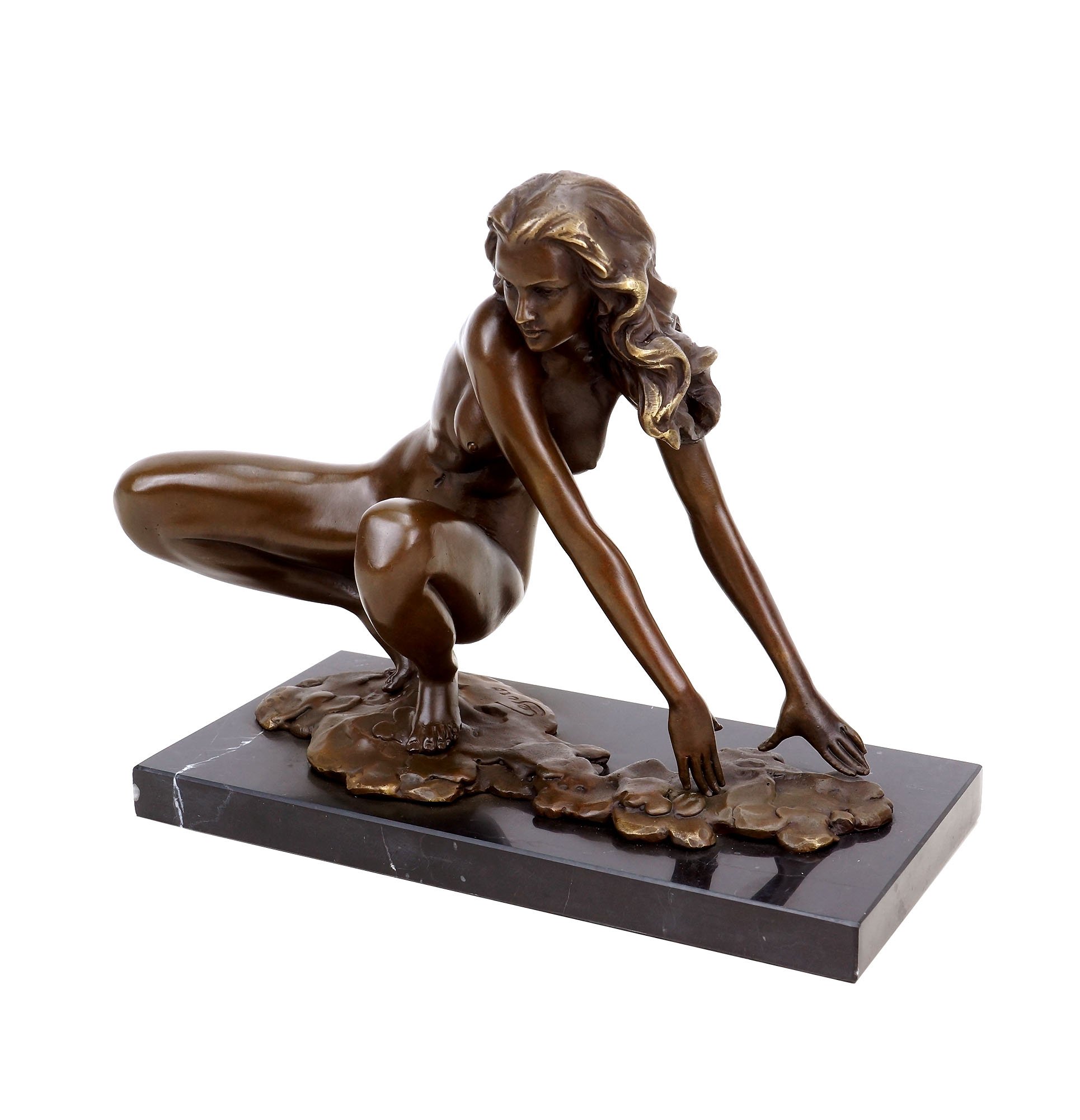 Kunst & Ambiente - Erotik Skulptur - Hockende Amazone - Aktbronze - signiert Césaro - Erotik Akt - Sexy Bronzefigur - Sexy Figuren Kaufen