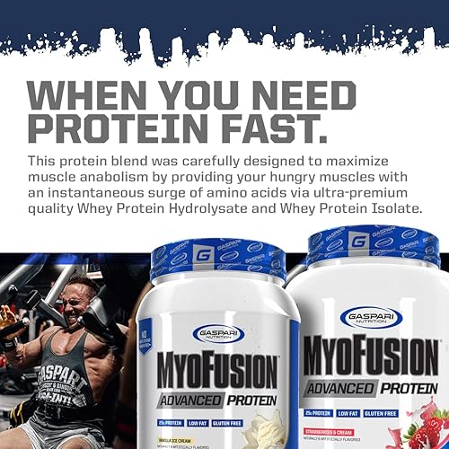 Vista 5 de Gaspari Nutrition Myofusion Advanced Protein, mezcla de proteínas con proteína de suero de leche, proteína de caseína y proteína aislada, baja