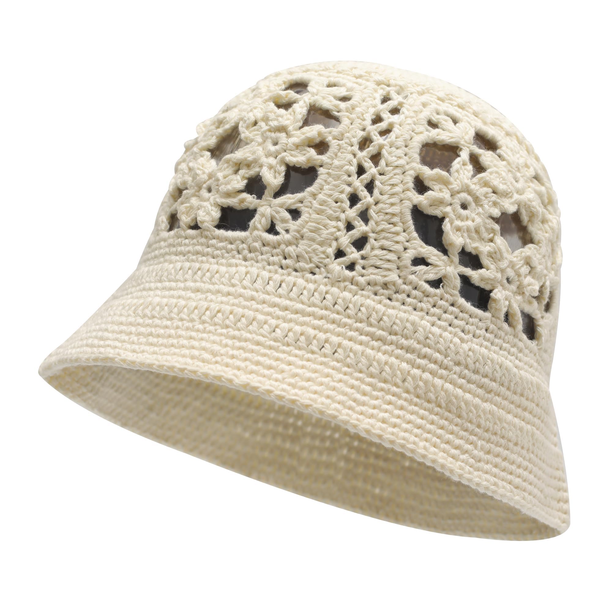 ZLYC Crochet Floral Bucket Hat