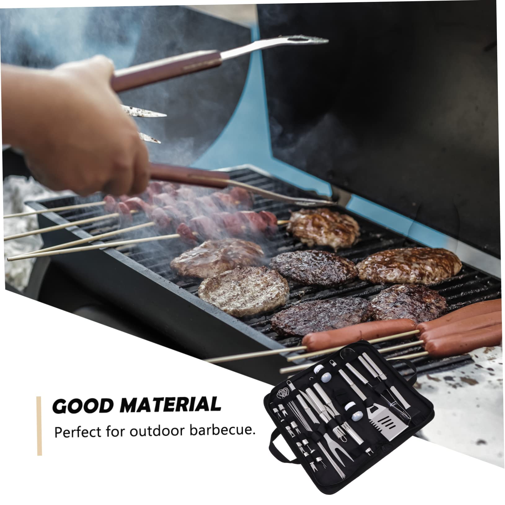 UPKOCH Attrezzi Barbecue in Acciaio Resistenti Per Esterni Utensili Portatili Per Grigliata e Bbq Borsa Organizer Per Picnic e Campeggio Nero