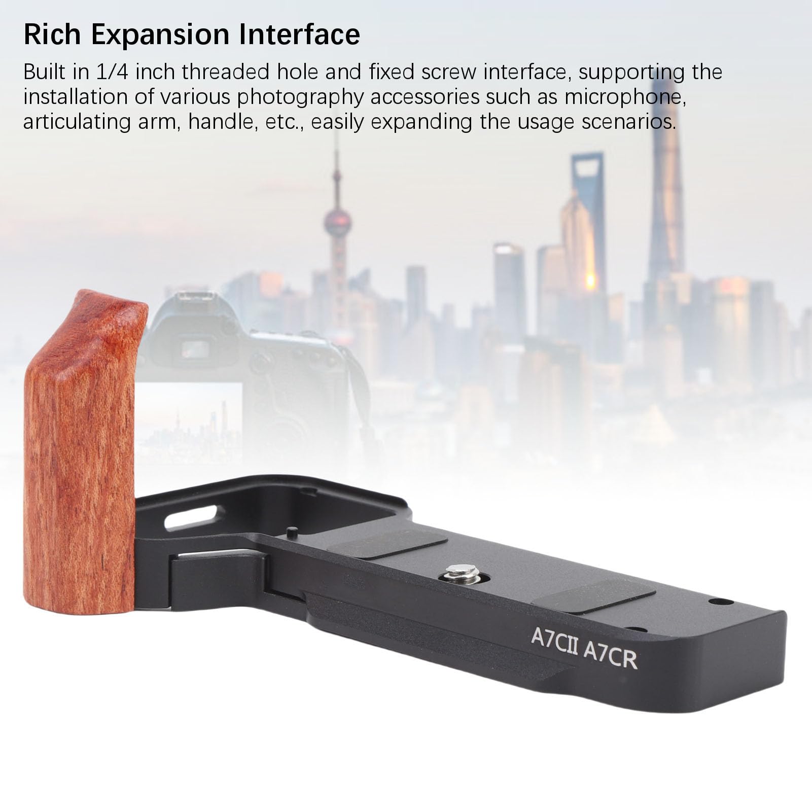 Alomejor Aluminum Alloy Handgrip L Shape Grip for A7C2 (BLACK) | Materiale in legno, Sgancio rapido, Compatibile con le fotocamere A7CR A7CII