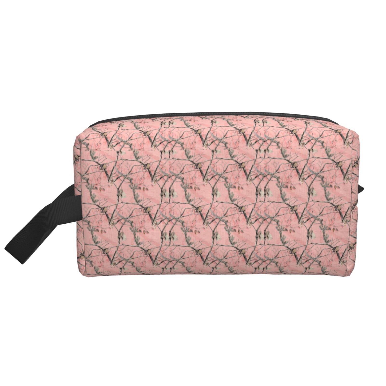 Ercgad Unisex White Red Leaves Camo Print Large Capacity Travel Toiletry Bag Cosmetic Pouch Daily Storage Makeup Case