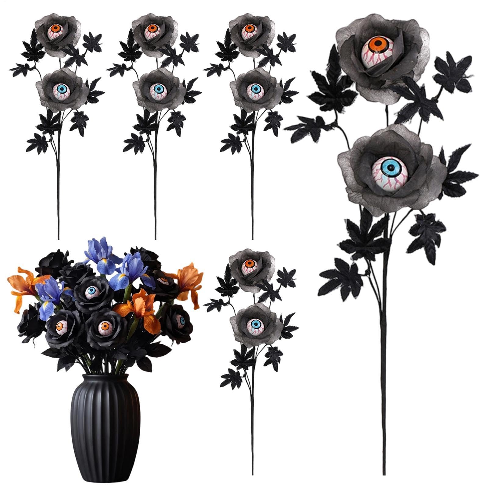 Flor Halloween con ojos 5 piezas para decoración