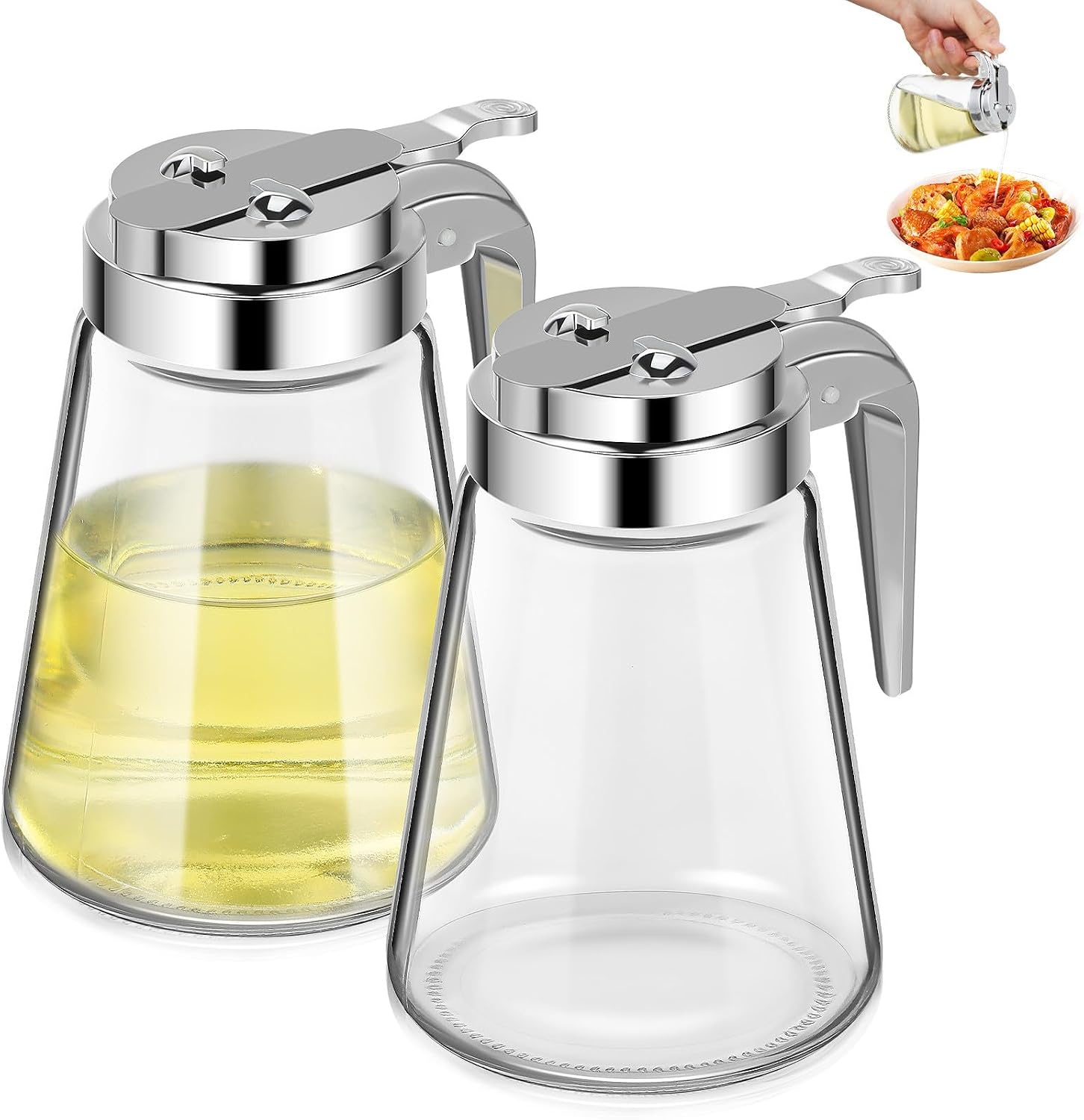2 St ck Glas Sirupspender 300ml Tropffrei Auslaufsicher f r Honig Zucker Pfannkuchensirup K chenw rzmittel