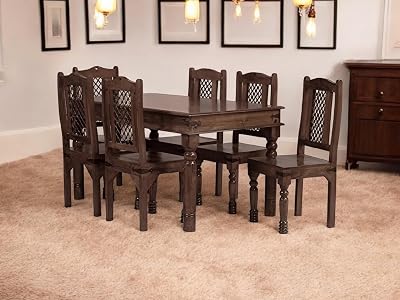 Sheesham Wood Reyk 6 Seater Dining Table Set for Home Dining Room Furniture (Walnut Finish)