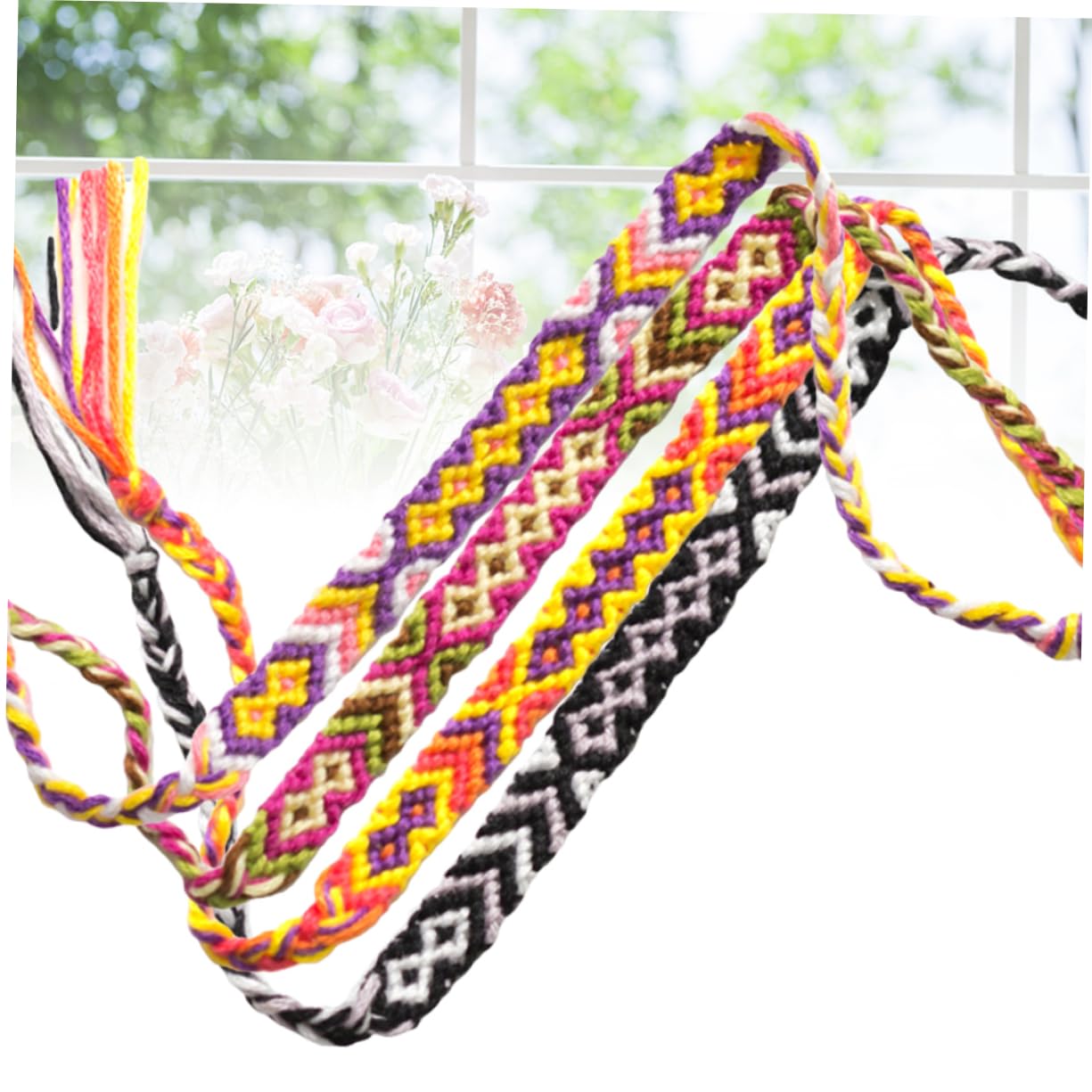 GALPADA 24piezas Pulsera De Hilo Trenzada Étnica Colorida Para Muñeca y Tobillo Hecha Mano Para Mujeres y Niñas De Amistad y Festivales