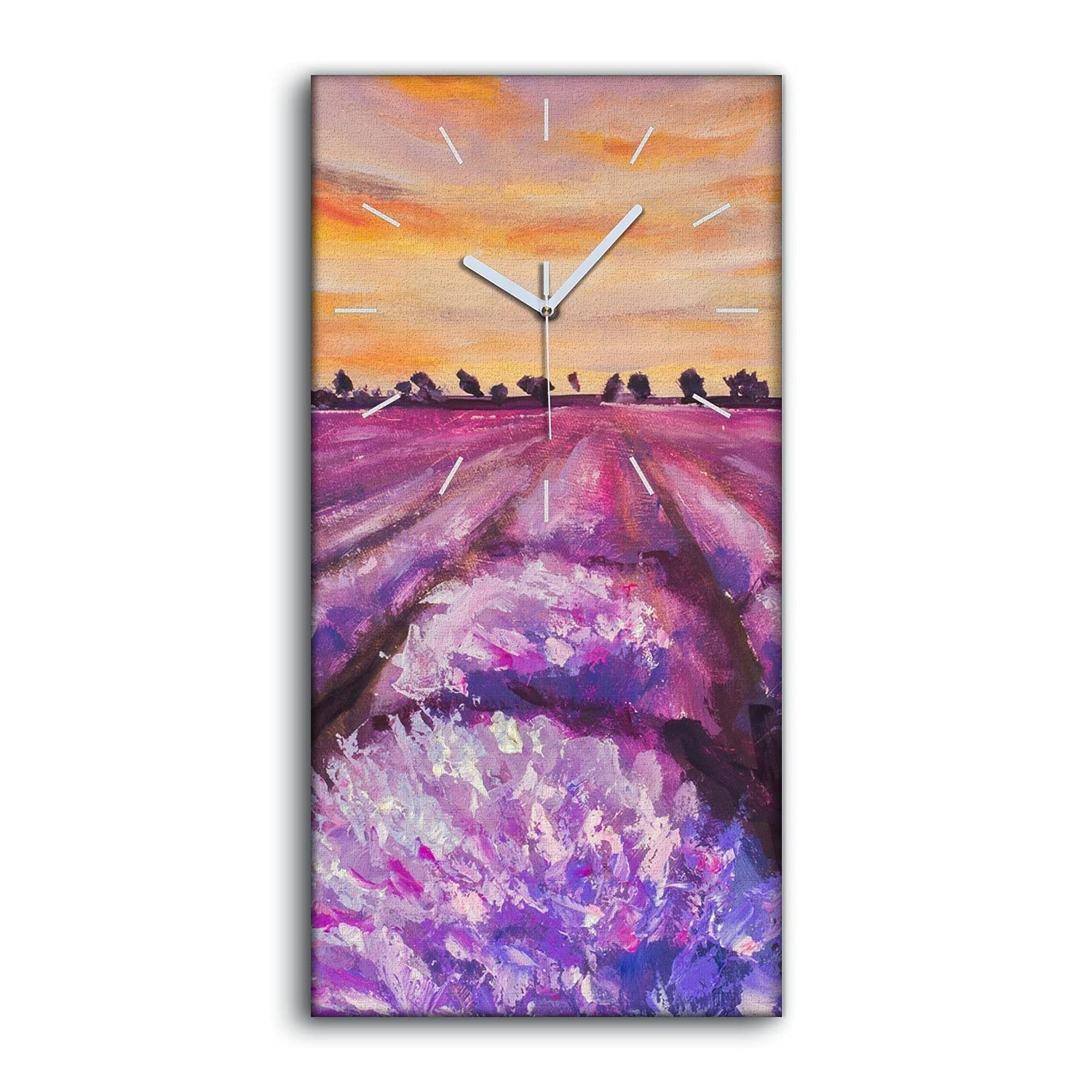 Horloge sur Toile Art Moderne 30x60cm Coloray Haute Qualité Lavande