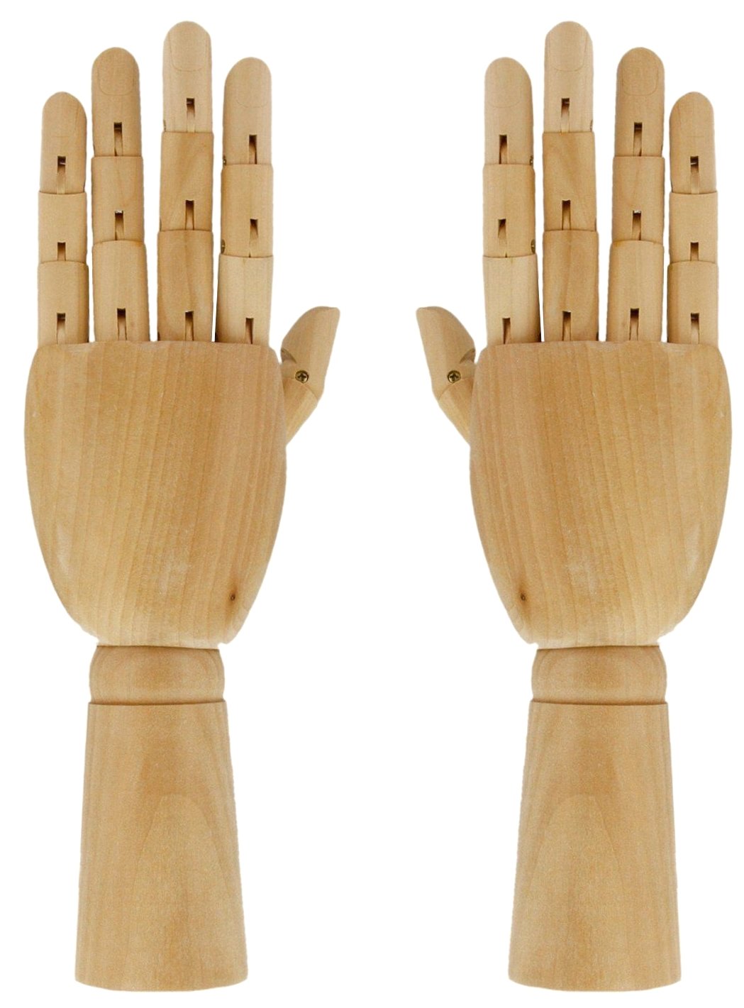 Quickdraw Supplies 12" Wooden Hand Body Artist Model Jointed Articulated Flexible Fingers Wood Sculpture Mannequin Model (Pair Of Hands)