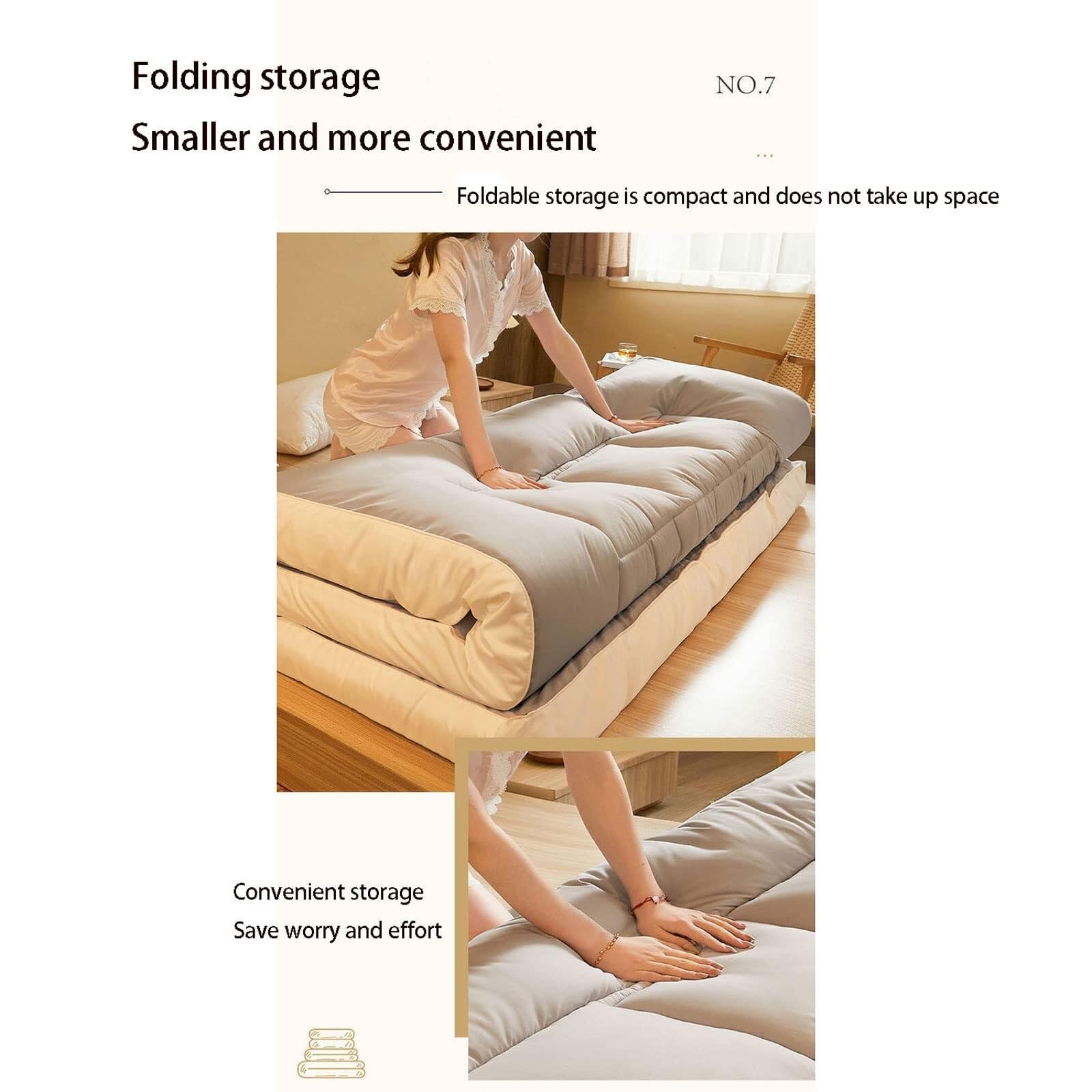 Materasso matrimoniale pieghevole, XL arrotolabile, materassino per dormire, materasso da meditazione, tappetino portatile da campeggio, divano letto per casa e viaggi, comfort e versatilità