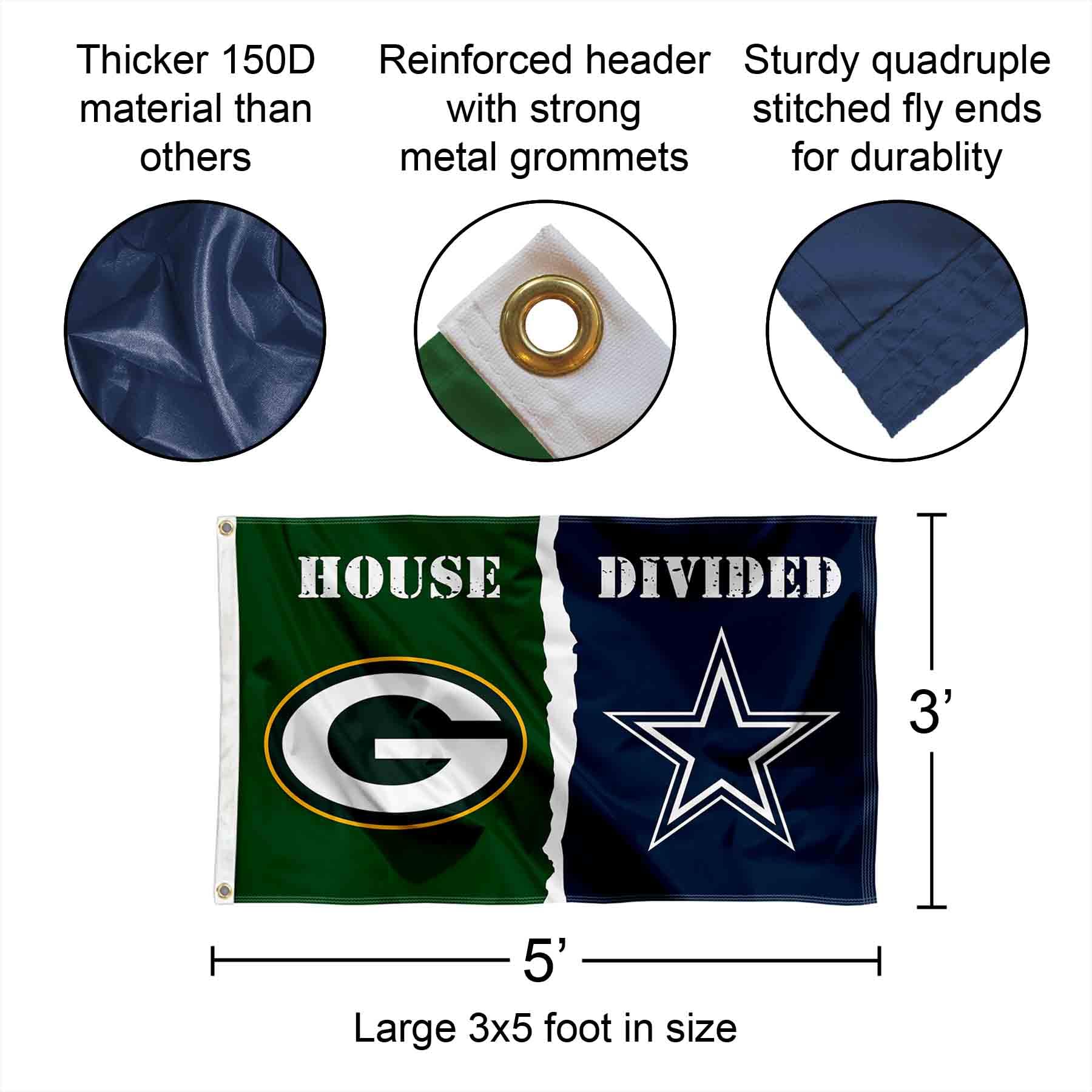 WinCraft Packers and Cowboys House Divided Flag Rivalry Banner