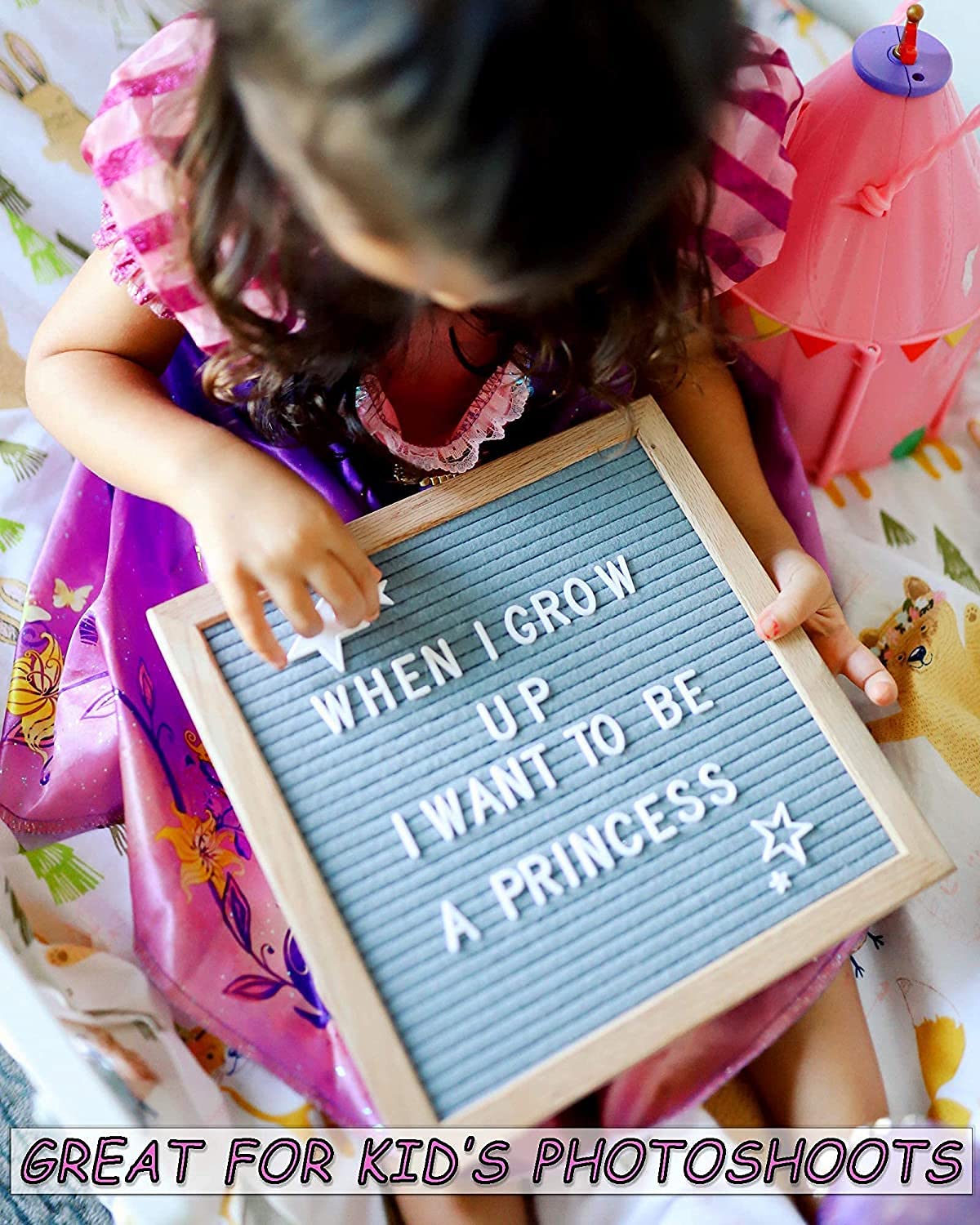 Letter Board10'' x 10'' Gray Changeable Message Letter Board with 690