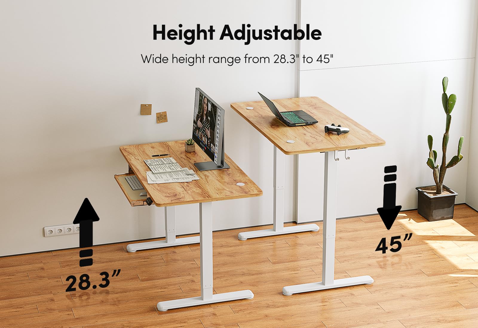 BANTI 55 x 24 Height Adjustable Electric Standing Desk with Keyboard Tray Sit Stand up Desk with Splice — view 7