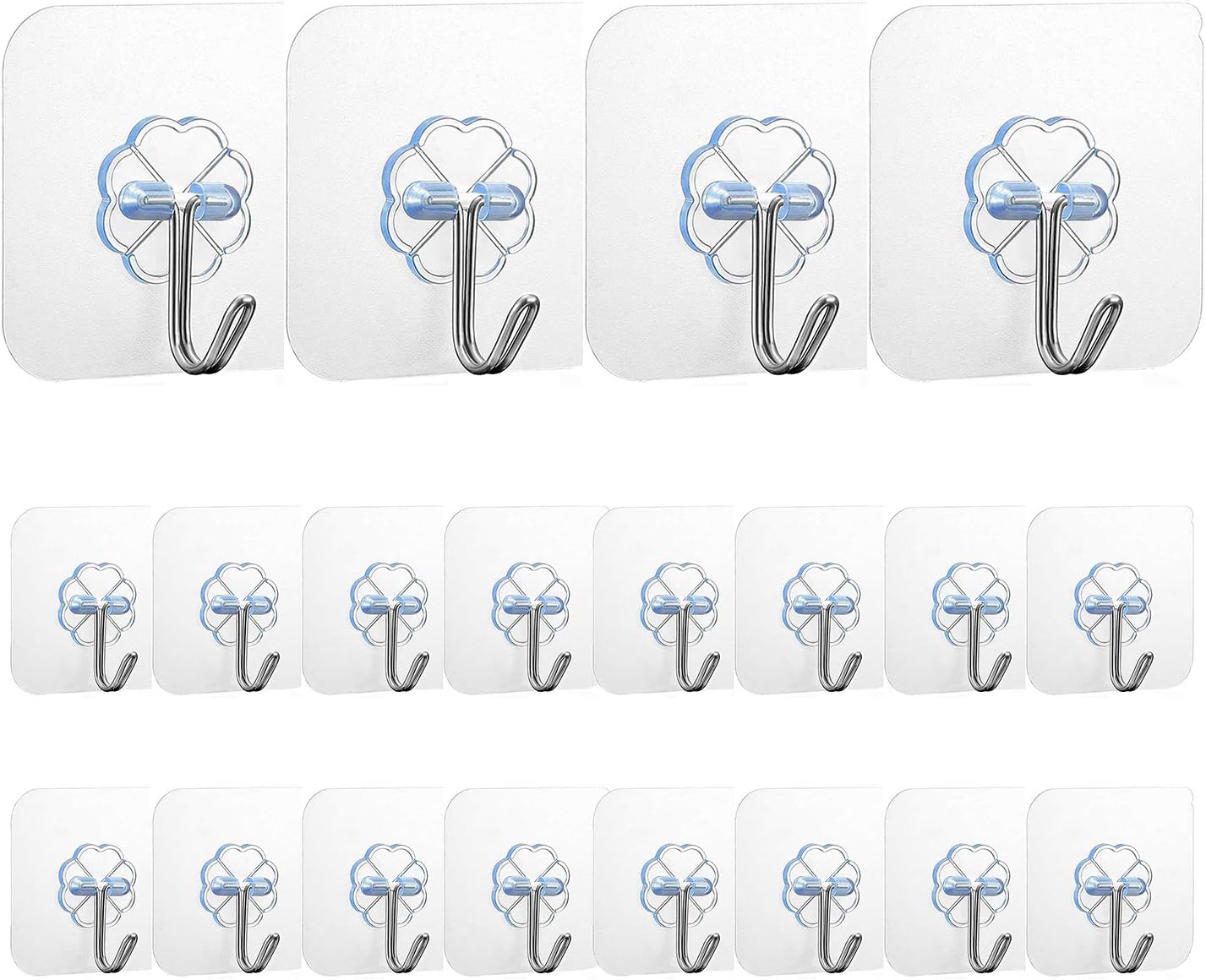 Adhesive Wall Hooks(22 lb MAX)Heavy Duty Wall Hangers Without Nails 180 Degree Rotating Seamless Scratch Hooks for Hanging Bathroom Kitchen Office Door Home Improvement Sticky Hooks - 12 Pack
