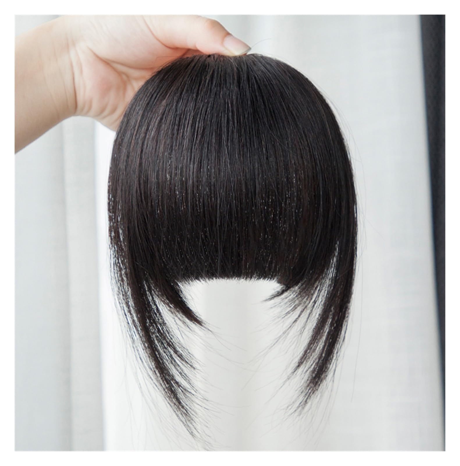 Clip in Pony Echthaar-Pony, 3 Clips in Schwarz, stumpf geschnittenes Fransen-Haarteil, natürliches Schwarz-Blond-Bang, 20,3 cm Clip-in-Haarverlängerungen, Braun Pony Haare(#27)