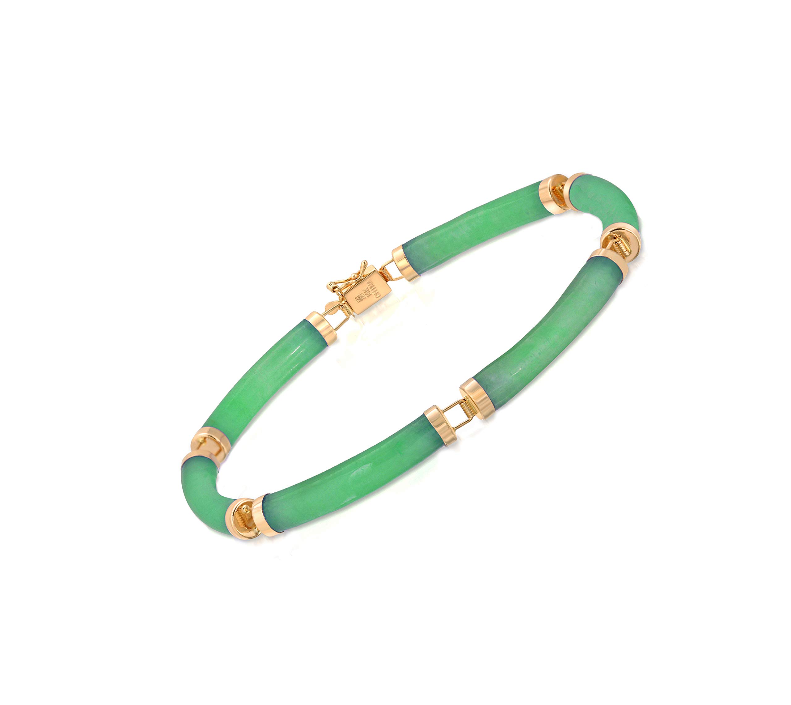 Regalia by Ulti Ramos 14K Yellow Gold Natural Jade Green Curved Link Bracelet product thumbnail 3