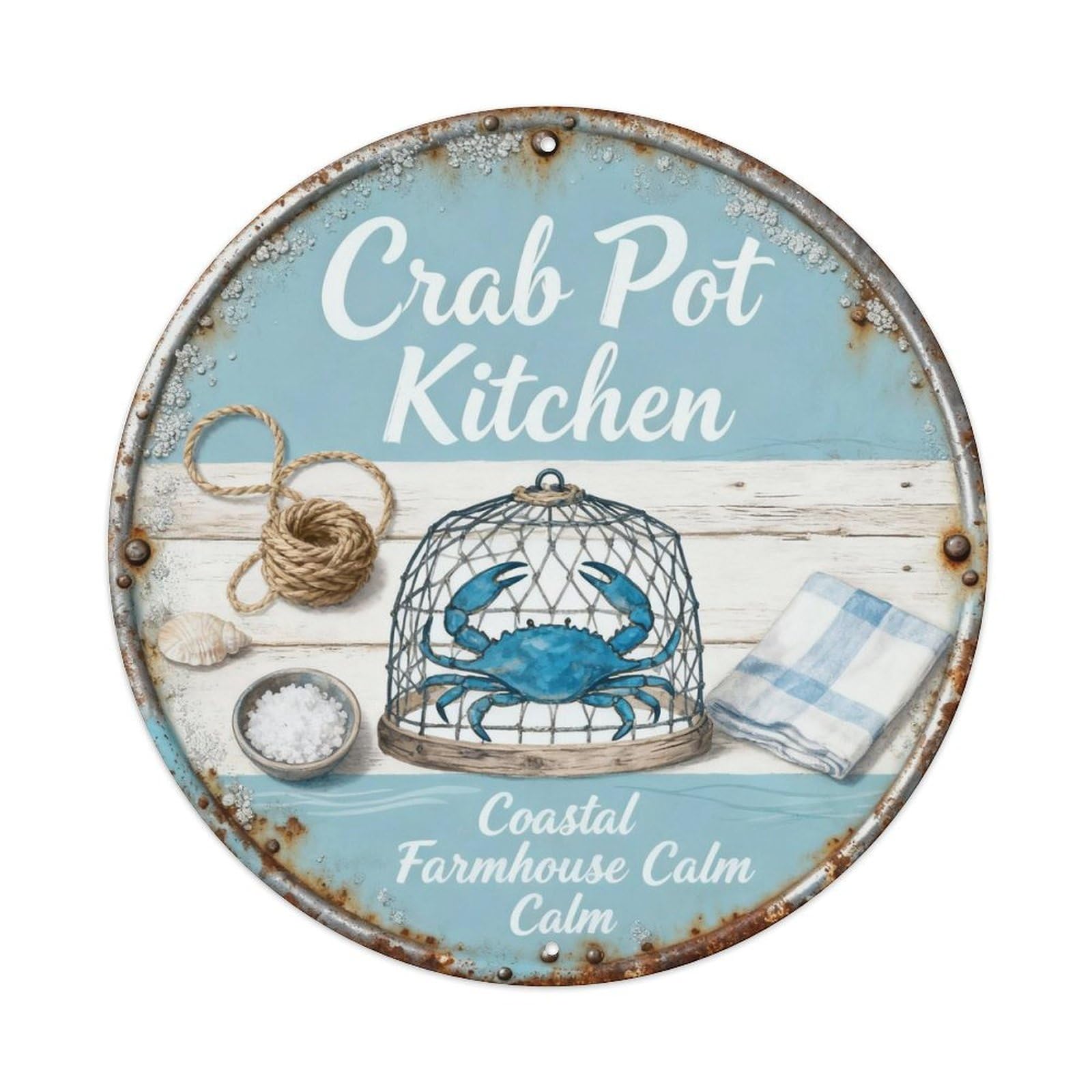 Crab Pot Kitchen Metal Tin Sign Plaque