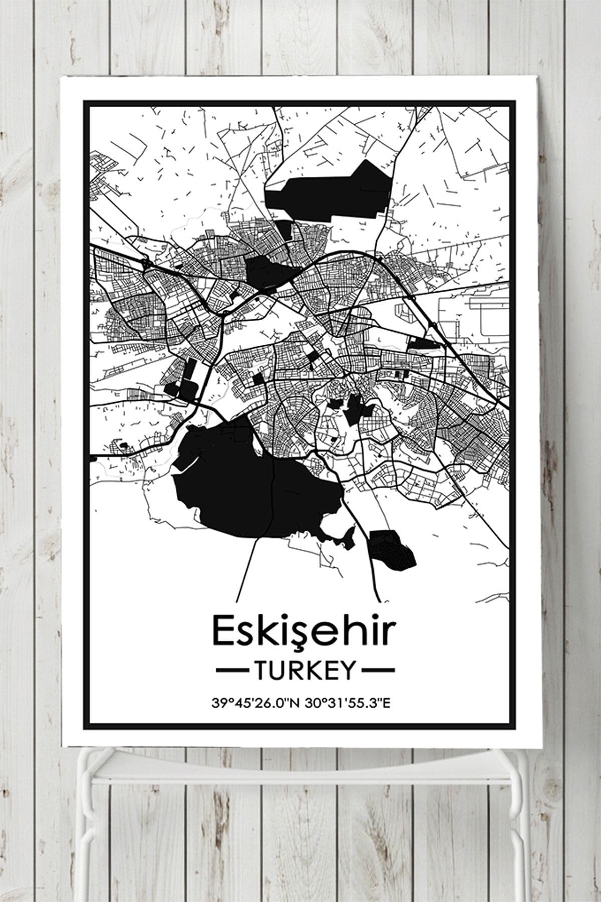 Postermanya (pster19626) Eskişehir Harita Dekoratif Tasarım Poster 60 x 90
