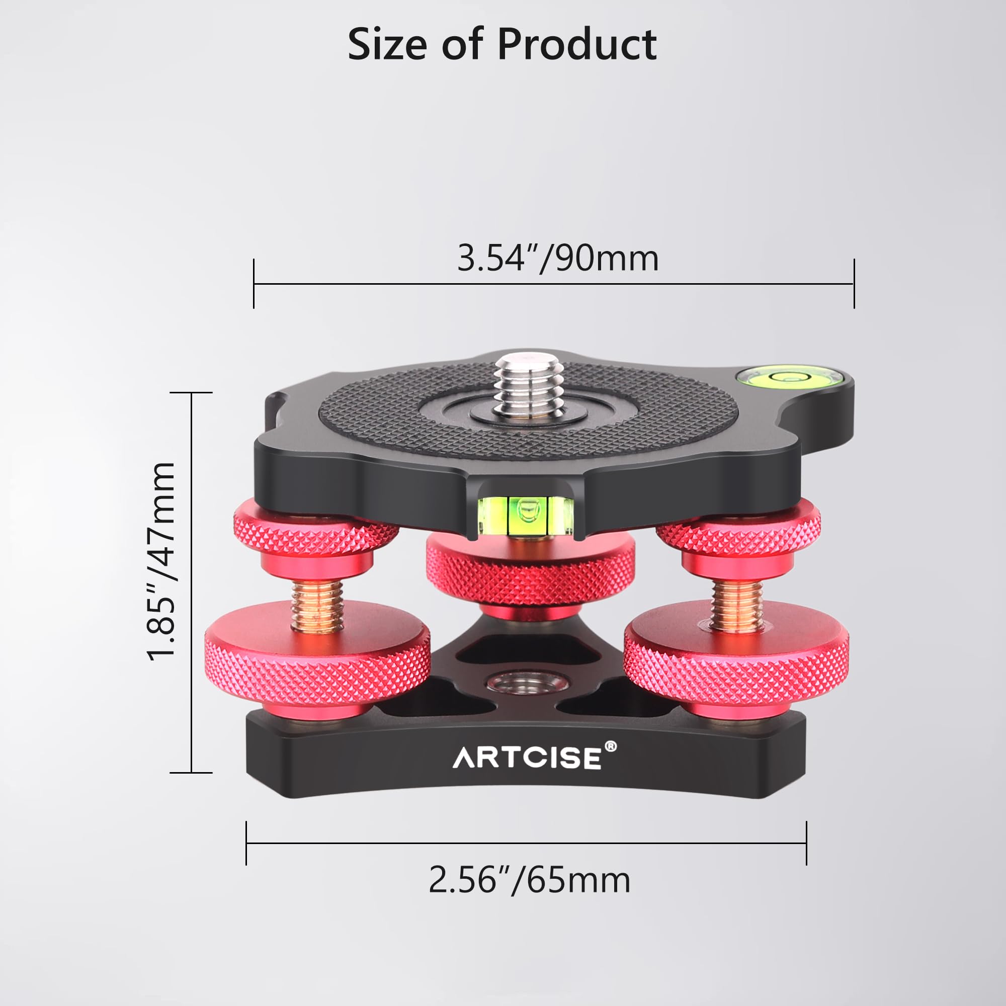 Base De Nivellement Pour Trépied LP64 Avec Adaptateur 3/8 à 1/4 - Alliage Aluminium, Précision +/-5°