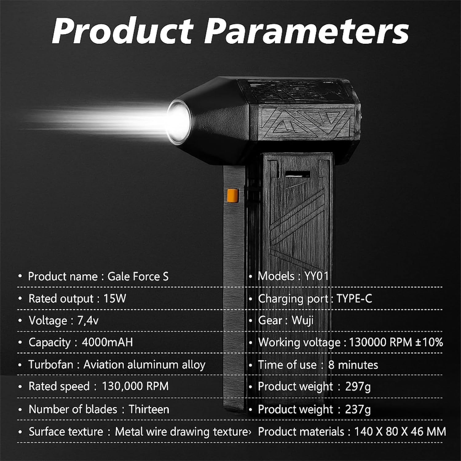 Suptruck Frostguards 1500W Thermal Blower,Mini Turbo Snow Blower for Car,Portable Frostguard Thermal Blower,Cordless 3-Speed Adjustable Car Snow Heater for Winter Frost Removal. (Grey 8000mAh)