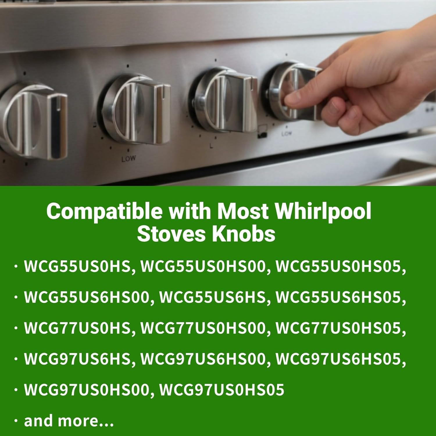 W11366438 w10850010 Stove Knobs Replacments for Whirlpool Stove Knobs W 10850010 KIP 5J93 W11084624 KIP 5T08 Gas Cooktop Stove Surface Burner Range Control Knobs 4 Pack Silver
