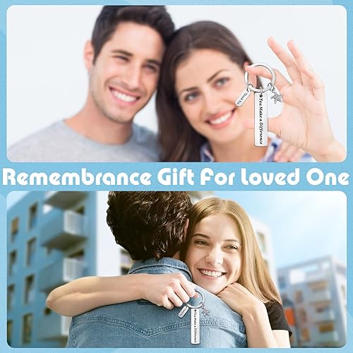Miniatura 5 de 6 llaveros de agradecimiento con texto en inglés "You Make a Difference", llavero de acero inoxidable grabado, para compañeros de trabajo,