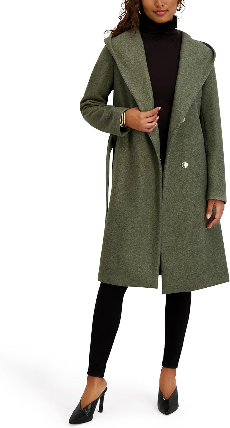 kensie Women's Outerwear Knit Faux Wool Jacket With Belted Waist - Image 2